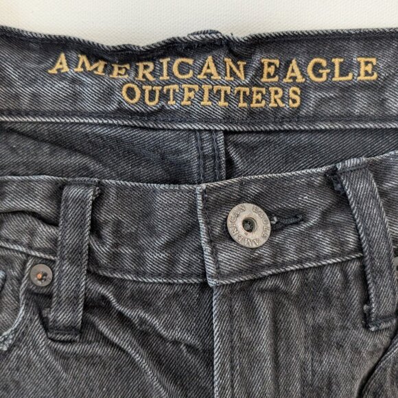 American Eagle Jeans Men's Size 30x32 Faded Black Slim Fit Distressed Denim - Picture 4 of 14